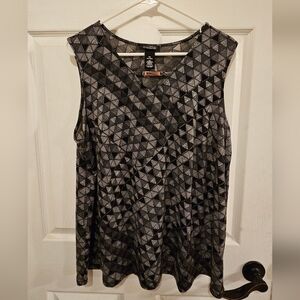 Catherines Black and Gray Geometric Tank Top